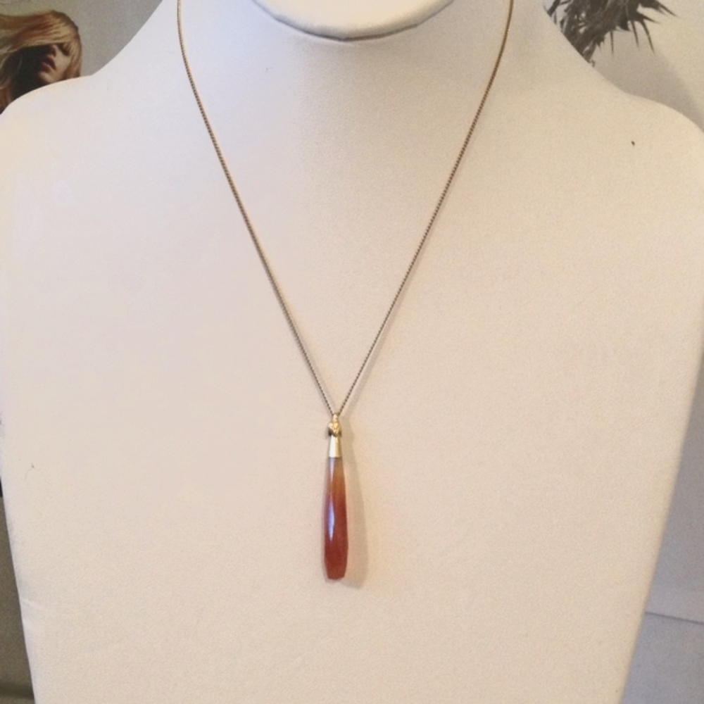 GENUINE CARNELIAN DROP NECKLACE